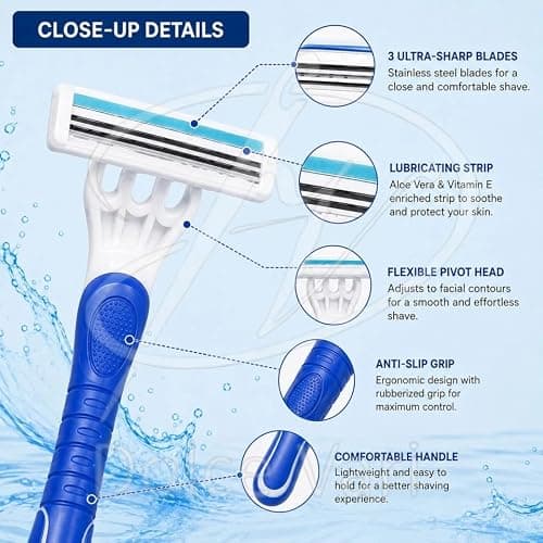 Max Plastic Disposable Razors Pack of 3 Twin Blade Travel Shaving Set for Men, Personal Grooming, Holidays, Travel & Everyday Shaving 2898 — view 5