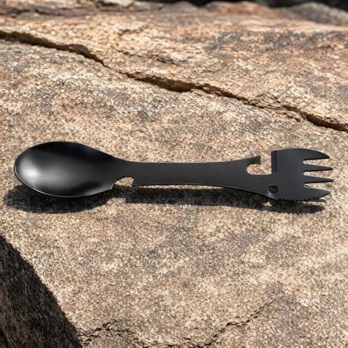 SOLVIO Premium Stainless Steel Camping Spork - 5 in 1 Travel Cutlery Set with Knife Fork Spoon Bottle Can Opener - Reusable Portable Utensils for Outdoor Hiking Picnic — view 3