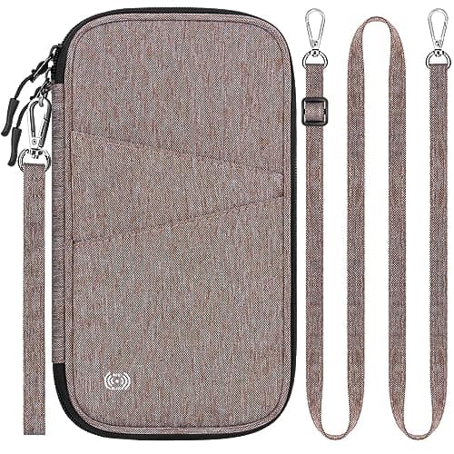 LUROON Passport Holder Travel Wallet, Family Passport Wallet RFID Blocking Waterproof Travel Document Organiser for ID Card Flight Tickets Money Coins Phone Keys