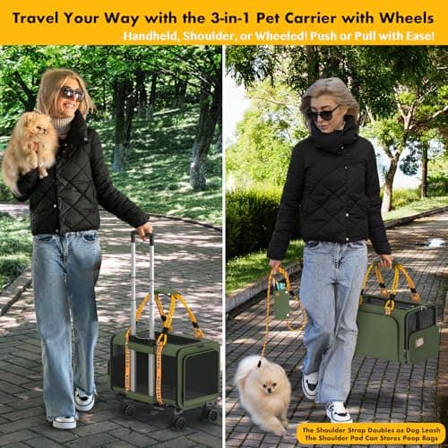 PAWZIDEA Expandable Rolling Cat Carrier with Wheels, Soft-Sided Pet Carrier — view 4