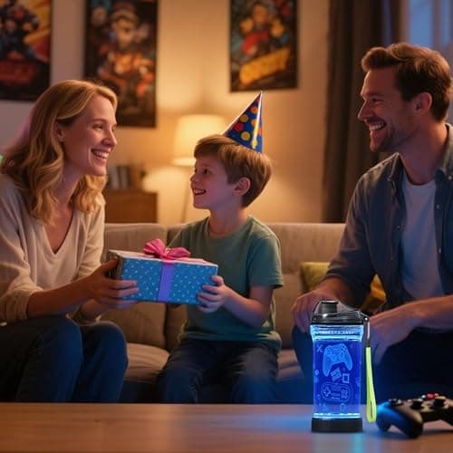 Lightzz Kids Water Bottle with 3D Glowing Game Console LED Light - Tritan BPA Free - Travel Cup Gift for Back to School Girl Boy Child Holiday Camping Picnic - 14 Oz — view 4