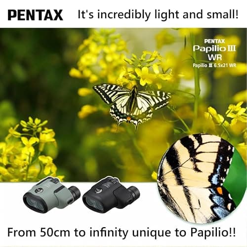 Pentax Papilio III Binoculars, 6.5 x 21 Weather Resistant, Olive, Focus 50 cm, Splash Resistant, Museum, Outdoor, Nature, Live Sports, HD Processing — view 5
