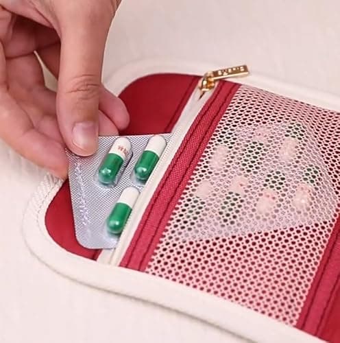 First Aid Kit, Empty Travel Mini First Aid Kit, Medicine Bag, Travel Makeup Organiser, Small Emergency Kit for Home, Car, Medical Emergency Case, Travel (Beige) — view 5