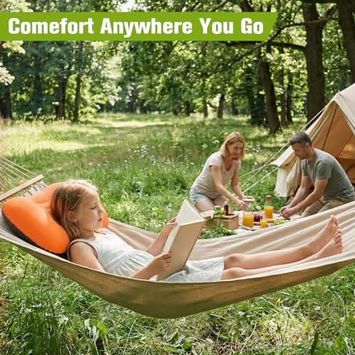 JetsCush Camping Pillow Inflatable Lightweight Travel Pillow Orange — view 3