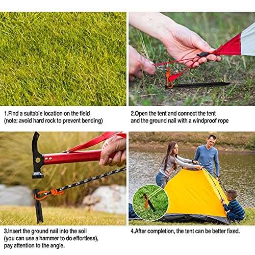 12pcs Aluminium Tent Pegs Lightweight Camping Pegs with Reflective Cord — view 4