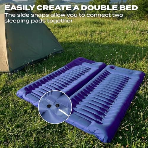 Inflatable Camping Sleeping Pad with Built-in Foot Pump 14cm Thick Waterproof & Tear-Resistant 50D Nylon Mattress Portable, Compact Air Mat for Backpacking, Hiking, Tents, Navy Blue, 190 X 68 X 14 CM — view 6