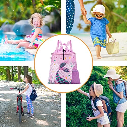 WAWSAM Kids Drawstring Gym Bag with Zippered Pocket and Water Bottle Pocket — view 5