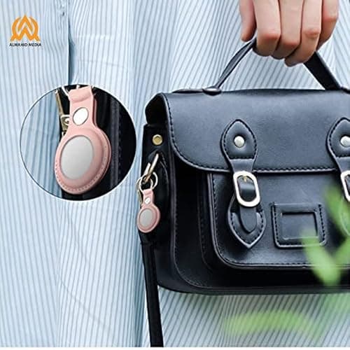 Leather AirTag Keyring Case For Apple Airtag Holder Protective Leather Case Tracker Cover with Holder Airtag Key Ring Compatible with Apple New AirTag Dog Collar — view 3