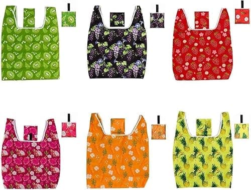 6 Pcs Foldable Shopping Bag Reusable Grocery Bag for Household Daily Using