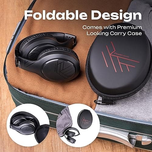 PowerLocus Bluetooth Headphones, Bluetooth Headphones Over Ear, Wireless Headphones with Microphone, 3 EQ Modes, 60Hrs Playtime, Foldable Headphones, Fabric Headband, Hi-Fi Stereo for Work/Travel/PC — view 6