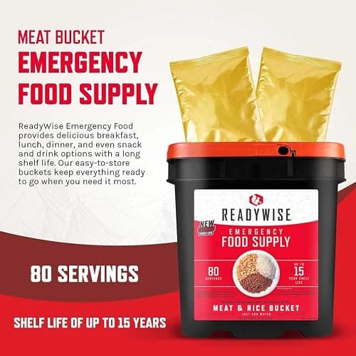 ReadyWise, 80 Servings, Meat & Rice Bucket, Roasted Beef & Chicken, Grab & Go Food Kit, Freeze Dried, 15 Years Shelf Life, Emergency Food — view 4