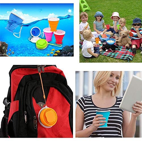 Collapsible Travel Cup, 6 Piece Collapsible Silicone Cup with Lid, Expandable Drinking Glasses Set, Reusable Cup, Suitable for Camping and Hiking — view 4