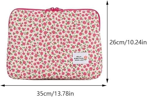 Large Flower Laptop Sleeve Computer Bag Floral Protective Soft Padded Computer Carrying Case Zipper Cover Notebook Bag (#2) — view 3