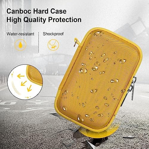 Canboc Carrying Travel Case for Kodak PIXPRO WPZ2 Rugged Waterproof Digital Camera, Underwater Photography Camera Bag, Zipper Mesh Pocket fits USB Cable, Battery, Adapter, Yellow (Case Only) — view 4