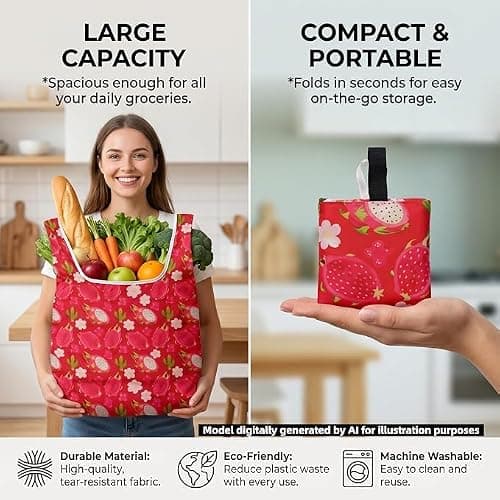 6 Pcs Foldable Shopping Bag Reusable Grocery Bag for Household Daily Using — view 6