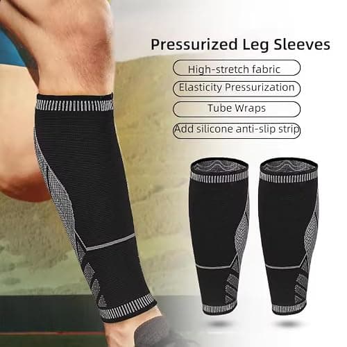 Atan Elastic Calf Compression Sleeve for Men & Women | Footless Medical Compression Socks | Ventilation Calf Brace for Pain Relief, Sports Recovery, Cycling, Travelling, Gym Calf Guards (S) — view 3