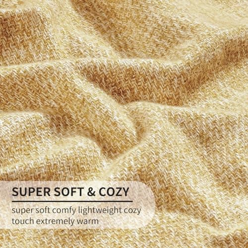 BOURINA Faux Cashmere Fringe Throw Blanket 127x178cm Yellow — view 4
