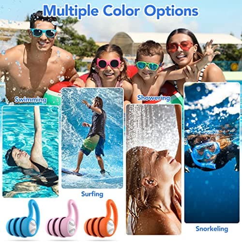 Waterproof Swimming Ear Plugs for Adults - 3 Pairs Silicone Swim Earplugs for Surfing,Diving,Showering and Other Water Sports - Keep Water Out and Ear Protection. — view 5