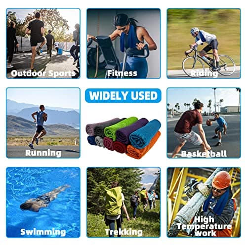 AWOWZ HHFCONE 10 Pack Cooling Towel Ice Towel Workout Towel, Soft Breathable Sweat Towel for Sports, Yoga, Gym, Golf, Camping, Running, Fitness, Workout & More Activities — view 6