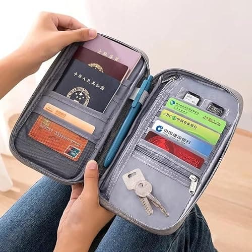 Passport Holder Travel Wallet, Large Capacity Travel Document Holder, Water-Resistant Portable Travel Wallet Organiser for Cash Passport ID Card Credit Cards Flight Ticket Pen - Gifts for Men & Women — view 6