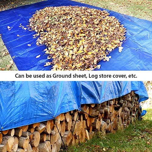 ANSIO Tarpaulin 3m x 4m Pack of 2 Water-resistant Tarp with Eyelets - Blue — view 6