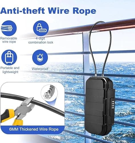 RAW LOCK® Portable Safe Box with Code, Combination Security Case Lock Box with Removable Wire Rope, Mini Key Safe Storage Waterproof & Anti-Theft for Travel, Beach, Vacation — view 5