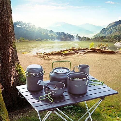 OVERMONT 1.2L Ultralight Camping Kettle Cookware Set Outdoor Cooking Mess Kit Pots Pans Portable for Backpacking Hiking Trekking Picnic Fishing Mountaineering — view 6