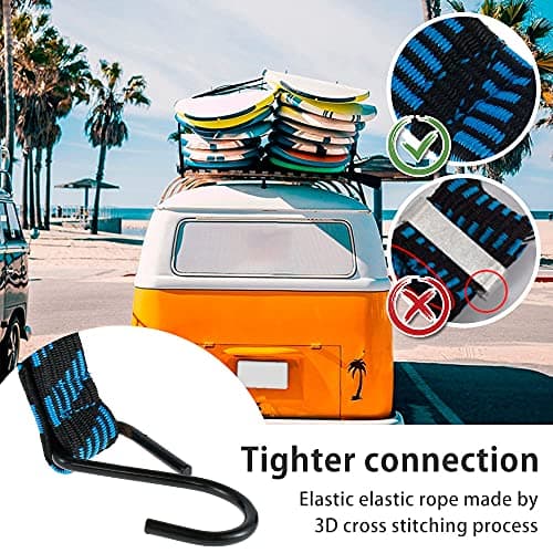 Pack of 5 Bungee Cords with Hooks Heavy Duty 6.6ft /2m Long Bungee Straps Elastic Rope Luggage Bungee Straps Anti-slip Flat Elasticity Rubber Straps for Luggage Camping Roof Racks Moving Cargo — view 4
