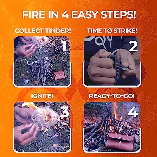 The Artisan Heritage Fire Kit – Hand-Forged Carbon Steel & English Flint in a Premium Top-Grain Leather Pouch (Tan/Coyote Brown) — view 4