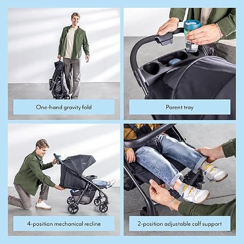 Graco Tavira Travel System - Suitable from Birth to Approx. 4 Years (0-22kg). One-Hand Folding, Compact Pushchair, Includes i-Size car seat, Midnight Fashion — view 3