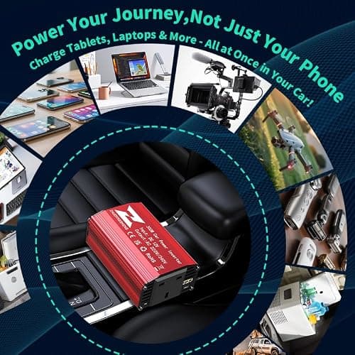 300W Car Power Inverter 12V DC to 240V AC Voltage Converter, with 2 USB ports and 1 UK plug, Charge Your Laptop, iPad, iPhone, Tablet, Consoles & More - Durable and Powerful — view 6