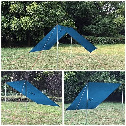 Azeekoom Rain Jacket Rain Poncho, Raincoat Waterproof Unisex Camping Tent Camping Blanket 3-in-1 Multifunctional Rain Cape for Outdoor Picnic Trekking Camping Fishing Hunting Trip (Dark Blue) — view 4