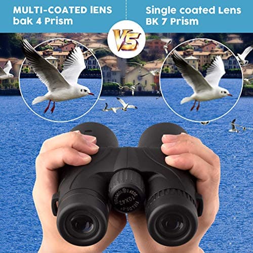 Binoteck 10x42 Binoculars for Adults - Professional HD Roof BAK4 Prism Lens Binoculars for Bird Watching, Hunting, Travel, Sports, Opera, Concert, with Carrying Bag (1.0 lbs) — view 3