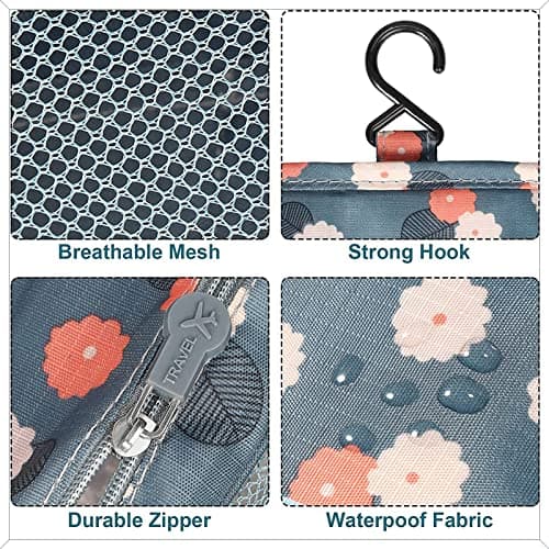 PATILWON Travel Wash Bag, Foldable Hanging Toiletry Makeup Bag Toiletries Organizer, Waterproof Washbag for Women Girls — view 5