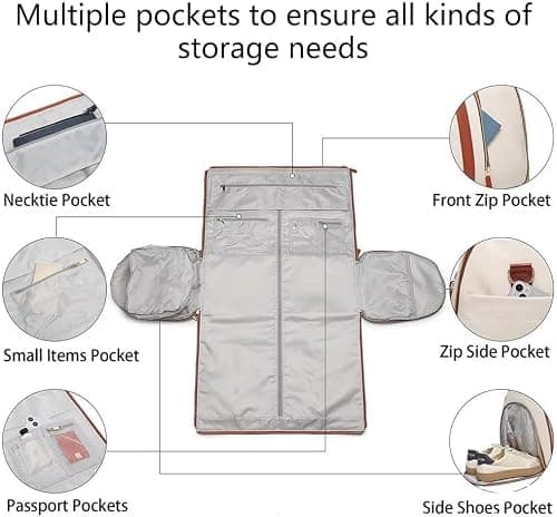 Jenni Bag Travel Bag with Wheels, My Jenni Travel Bag for Women, Foldable PU Leather Carry On Garment Bag,Large Capacity Jenni Bag with Shoe Compartment,Beige,Roller — view 3