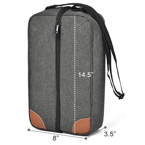 Wine Bag,Insulated Cooler Bag with Wine Glasses Steel Corkscrew Bottle Opener and Napkins Portable Wine Gift Bag for Picnics,Party,Travel (Gray) — view 3