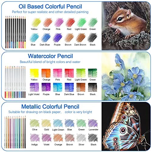 H & B Drawing Pencils and Sketch Pad 72 Pieces, Artist Colouring Pencils Sketching Set, Complete Sketch Kit Includes Graphite Pencils,Colour Drawing Pencils for Kids,Adults — view 4