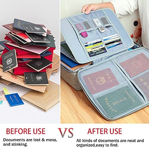 Safe Document Bag with Lock, Multi-Layer File Storage Box, Document Organizer Bag for Home Office Travel,Portable Storage Bag For Ipad,Cash,Jewelry,Passport,Certificates(Gray) — view 6