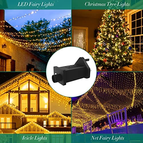 31V Transformer Plug for Christmas Lights, Gcstnn 6W LED Replacement Adapter with Timer,Memory,8 Modes,IP44 Waterproof Power Supply Controller for Christmas Tree Lights,Icicle Fairy Lights,Net Lights — view 2