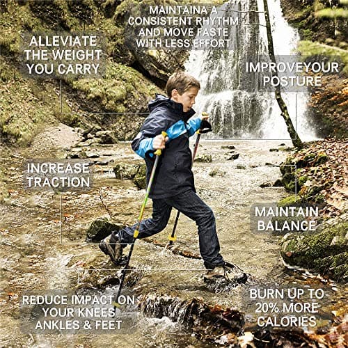 FitTrek Kids Trekking Poles - Hiking Poles - Walking Poles Telescopic - Lightweight Trekking Stick with Walking Poles Rubber Tips and Pole Bag, 1 Pair — view 6