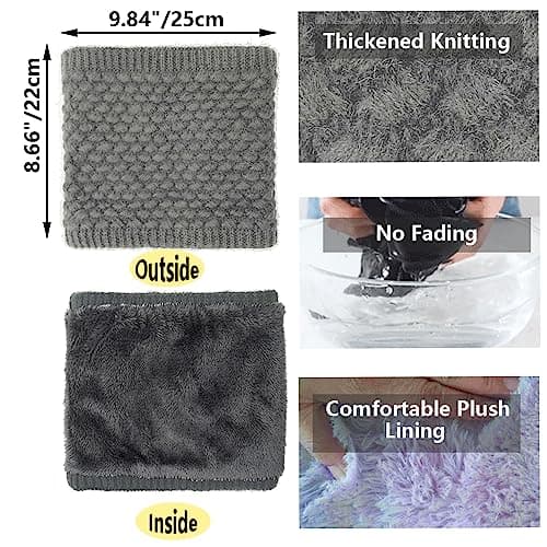 ehsbuy Winter Neck Warmer Thermal Snoods for Men Gift Women Windproof Thick Fleece Knit Neck Gaiter Scarf for Skiing Cycling Motocycle — view 5