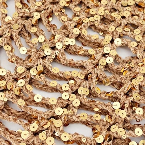 Julpsk Women's Summer Glitter Sequin Beanie Boho Hollow Out Crochet Hat for Beach Travel Party, Coffee, One Size — view 5
