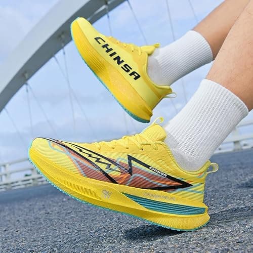 Wide fit Running Trainers Mens Trainers Comfortable Walking Shoes Lightweight Running Shoes Flat Feet Plantar Fasciitis Outdoor Trail Running 6-36UK Yellow — view 2