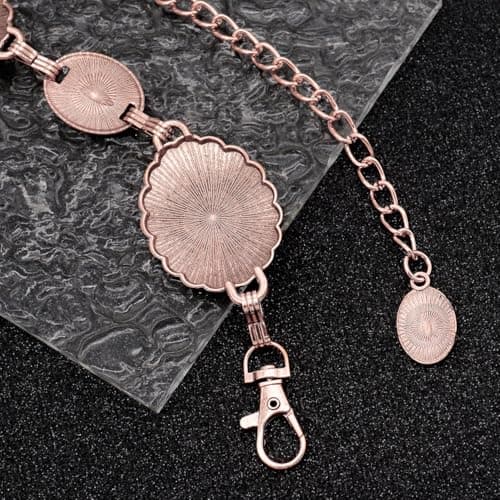 Liutufy Women's Concho Chain Belt Western Cowgirl Metal Waist Chain Belt for Dress, C Rose Gold, L: 53.1 in/135 cm — view 6