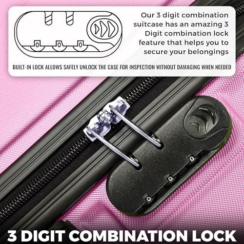 FLYMAX 24" Medium Suitcase 4 Wheel Lightweight Luggage Hard Shell ABS Travel Case Hold Check in Fits 15kg - 20kg Medium Size + 3 Digit Lock + Telescopic Handle 69 Litre Capacity — view 6