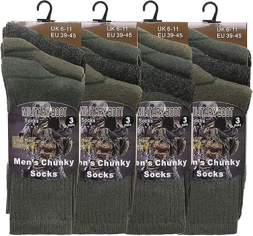 Men’s Army Military Thermal Socks – Moisture-Wicking Athletic Crew Socks with Fully Cushioned Sole for Boots, Walking & Hiking (3, Green) — view 4