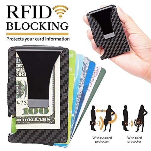 Carbon Fiber Wallet,RFID Blocking Card Holder for Slim Metal Wallet,Minimalist Money Clip — view 3