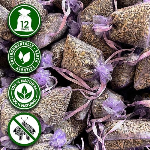 12 Hand Made Bags of Natural French Lavender, Vacuum Sealed, Moth Protection for Closet and Drawers, Highly Fresh Fragrant Lavender Lilac Bags, Natural Air Purifying Luggage Freshener (Pack of 2) — view 3
