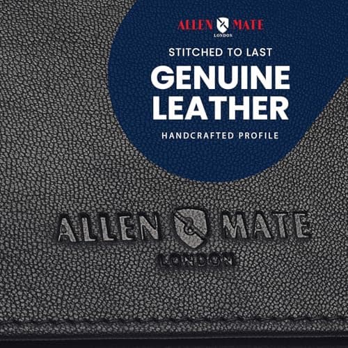 ALLEN & MATE 100% Leather Travel Card Holder - Slim Minimalist Wallet for Travel Bus Pass ID License Oyster Card for Men & Women (Black Premium) — view 5