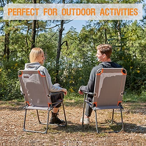 Portal Folding Camping Chair for Adults Set of 2 Mesh Garden Picnic Festival Chair Heavy Duty Foldable Lightweight Hard Armrests High Back Collapsible Beach Fishing Chair Portable Supports 150KG — view 4